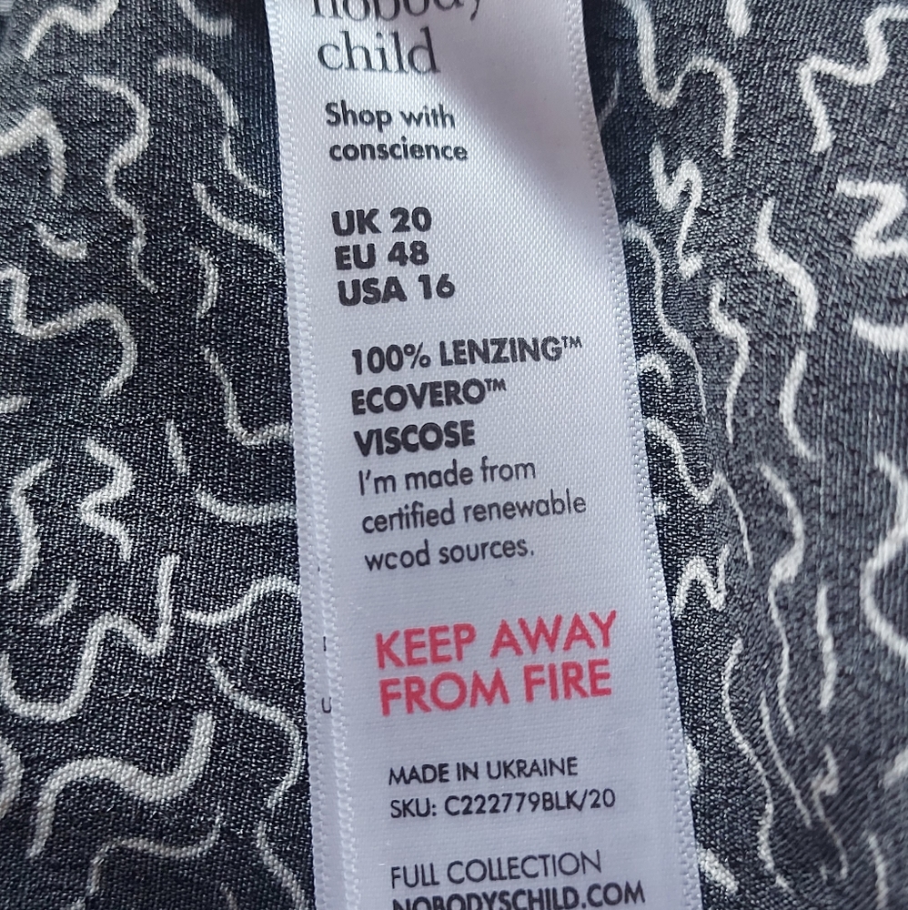 BNWT Nobody’s Child UK Size 20 Saffy Squiggle Black Curve Dress Knee Length - Picture 8 of 8